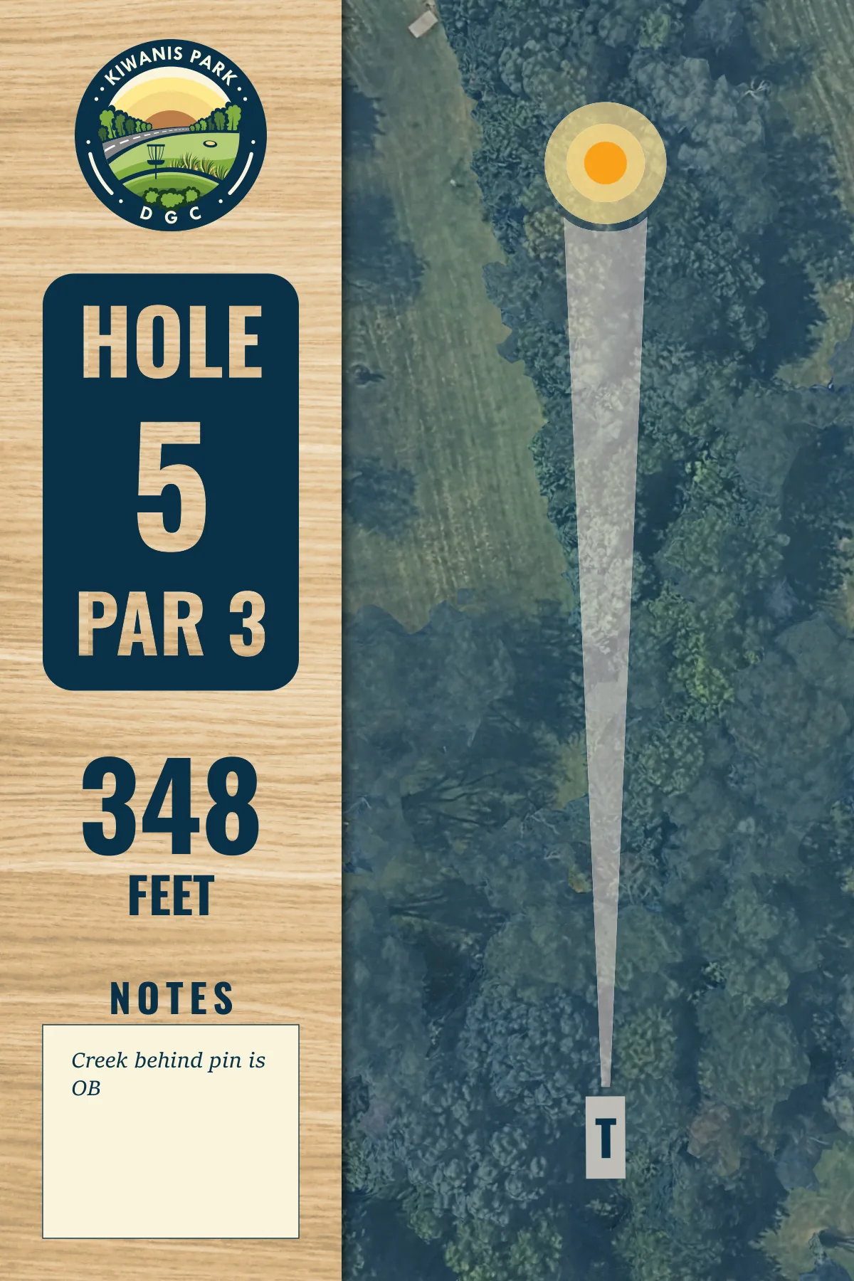 Hole 5 tee sign, Kiwanis Park DGC